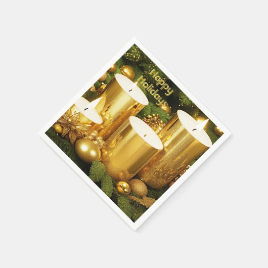 Goldene Kerzen Weihnachtsbuch Neapel Serviette (Ecke)