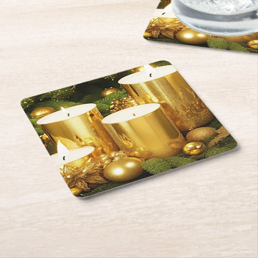 Goldene Kerzen Weihnachtsbuch Untersetzer (angewinkelt)