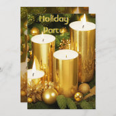 Goldene Kerzen Weihnachtsfeier Einladung (Vorne/Hinten)