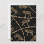 Goldene Ketten-Leopard-Glamour Einladung (Rückseite)