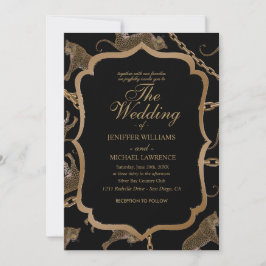 Goldene Ketten-Leopard-Glamour Einladung