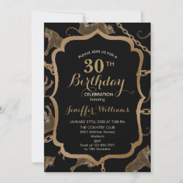 Goldene Ketten-Leopard-Glamour Einladung