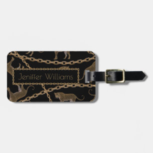 Goldene Ketten-Leopard-Glamour Gepäckanhänger