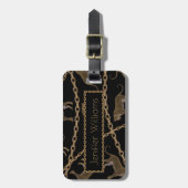 Goldene Ketten-Leopard-Glamour Gepäckanhänger (Vorderseite vertikal)