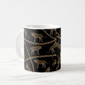 Goldene Ketten-Leopard-Glamour Kaffeetasse (Vorderseite Links)