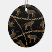 Goldene Ketten-Leopard-Glamour Keramik Ornament (Links)