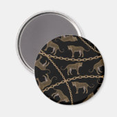 Goldene Ketten-Leopard-Glamour Magnet (Vorderseite/Rückseite)