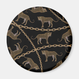 Goldene Ketten-Leopard-Glamour Magnet