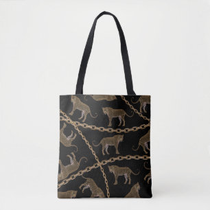 Goldene Ketten-Leopard-Glamour Tasche