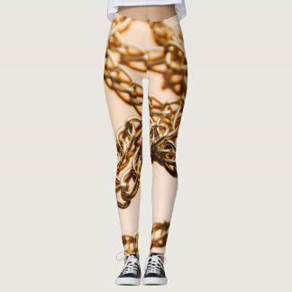 Goldene Ketten, Reflektive Oberfläche Luxus. Leggings