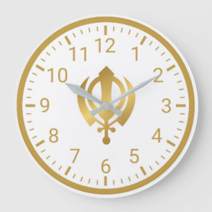 Goldene Khanda-Wanduhr Sikhisches Symbol für die Große Wanduhr