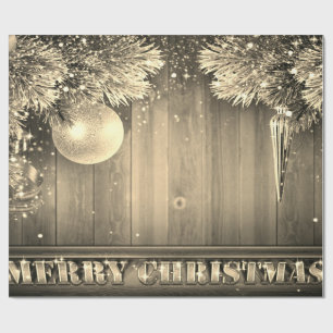 Goldene Kiefernbäume, Ornamente, Feiertage Geschenkpapier