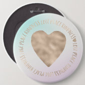 Goldene Kindheit Liebe Frieden Herz Aqua Rosa Gefä Button (Vorne & Hinten)