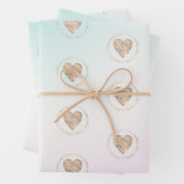 Goldene Kindheit Liebe Frieden Herz Aqua Rosa Gefä Geschenkpapier Set (Beispiel)