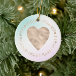 Goldene Kindheit Liebe Frieden Herz Aqua Rosa Gefä Keramik Ornament