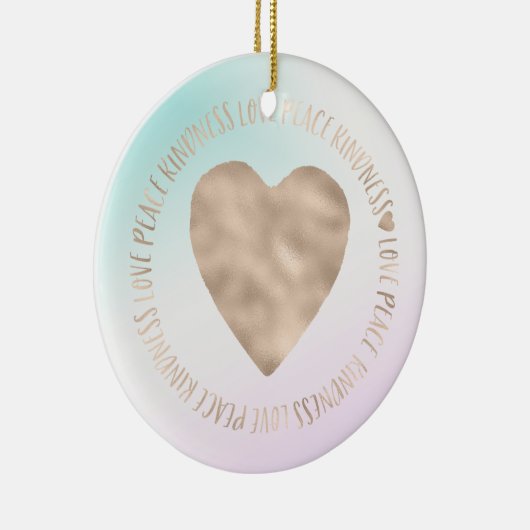 Goldene Kindheit Liebe Frieden Herz Aqua Rosa Gefä Keramik Ornament (Rechts)