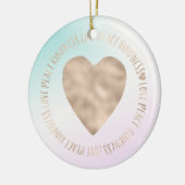 Goldene Kindheit Liebe Frieden Herz Aqua Rosa Gefä Keramik Ornament (Links)