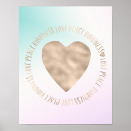 Goldene Kindheit Liebe Frieden Herz Aqua Rosa Gefä Poster