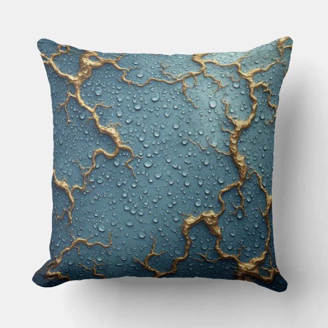 Goldene Kintsugi Inspirierte Abstrakte Transformat Kissen (Vorderseite)