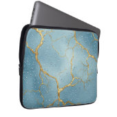 Goldene Kintsugi-Risse auf blauen Wassertropfen Laptopschutzhülle (Vorne Rechts)
