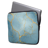 Goldene Kintsugi-Risse auf blauen Wassertropfen Laptopschutzhülle (Vorderseite Links)