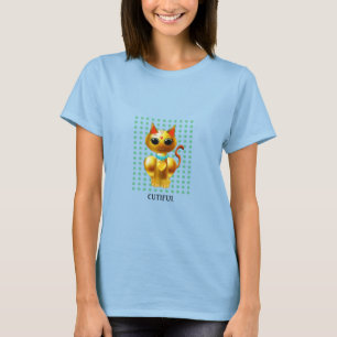 Goldene Kitzkatze, Glückskleeblätter und Kalligraf T-Shirt