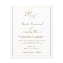 Goldene klassische elegante Budget-Hochzeitseinlad