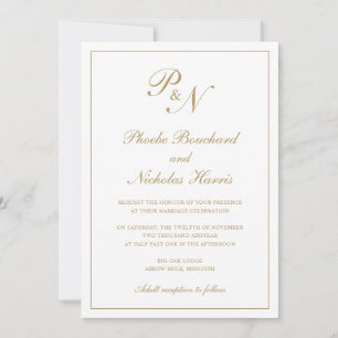 Goldene klassische elegante Hochzeit Einladung