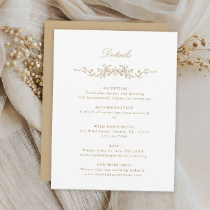Goldene klassische französische florale Hochzeitsd Einladung