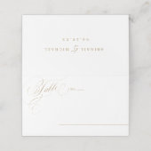 Goldene klassische Kalligrafie-Hochzeit Platzkarte (Außenseite Aufgefaltet)