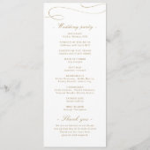 Goldene klassische Kalligrafie-Hochzeit Programm (Rückseite)