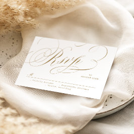 Goldene klassische Kalligrafie-Hochzeit RSVP Karte