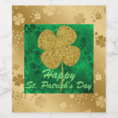 Goldene Kleeblätter Grün Weinetikett (Einzelnes Label)