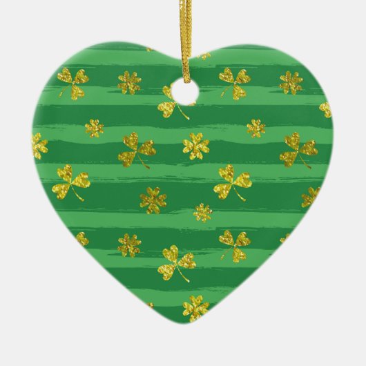 Goldene Kleeblätter Keramik Ornament (Vorne)
