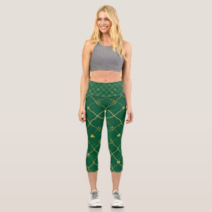 Goldene Kleeblätter, Smaragdgrüner Himmel Capri Leggings