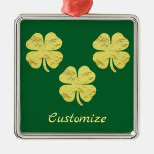 Goldene Kleeblätter Thunder_Cove Ornament Aus Metall