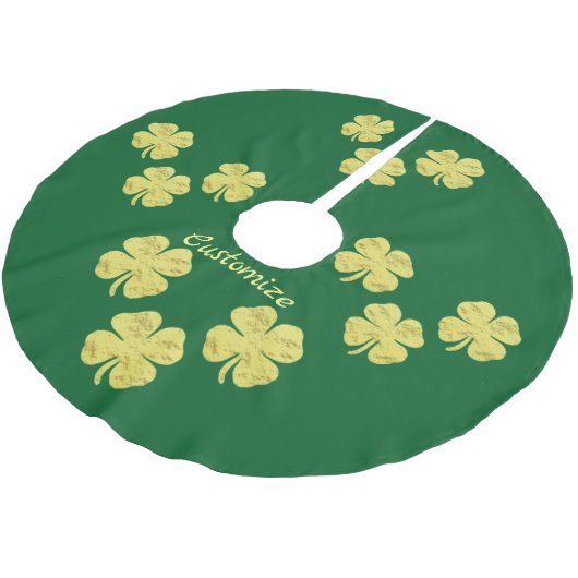 Goldene Kleeblätter Thunder_Cove Polyester Weihnachtsbaumdecke (Schrägansicht)