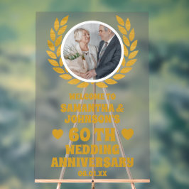 Goldene Kleider Foto 60. Hochzeitstag Begrüßung Acrylschild