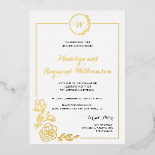 Goldene Kleider-Monogramm zum 50. Jahrestag der Ho Folieneinladung