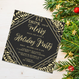 Goldene Kleider und Black Holiday Party Einladung