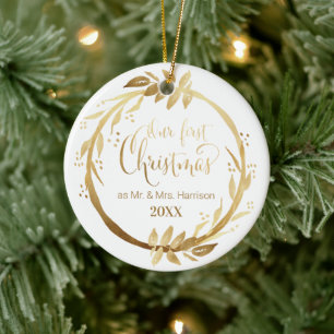 Goldene Kleider  Unser 1. Weihnachten als Mr. & Mr Keramik Ornament