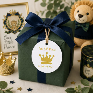 Goldene kleine Prinzenkrone Baby Junge Baby Shower Geschenkanhänger