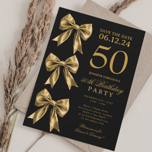 Goldene Kokette-Bogen-Save-The-Date 50. Geburtstag Einladung