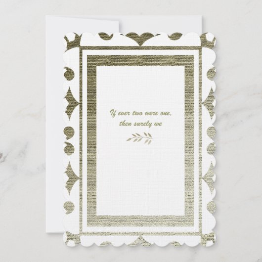 Goldene Kolonialpoesie-Hochzeits-Einladung Einladung (Vorderseite)