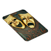 Goldene Komödie und Tragödien auf gemusterten Magnet (Rechte Seite)