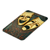 Goldene Komödie und Tragödien auf gemusterten Magnet (Linke Seite)