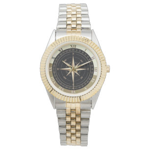 goldene Kompassuhr Armbanduhr