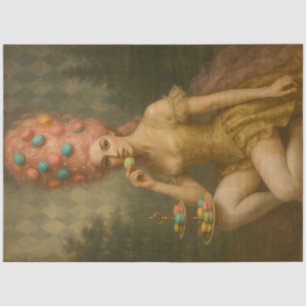 Goldene Konfekt-Muse – Macaron-Rokokodekoration Seidenpapier