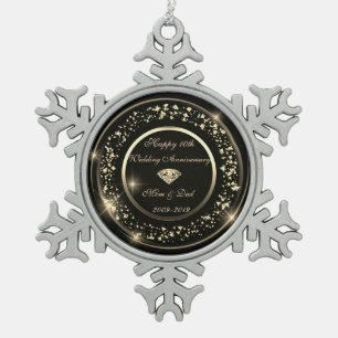 Goldene Konfetti 10. Hochzeitstag Schneeflocken Zinn-Ornament