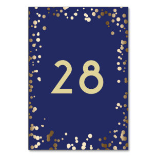 Goldene Konfetti Elegante Navy-Hochzeit Tischnummer